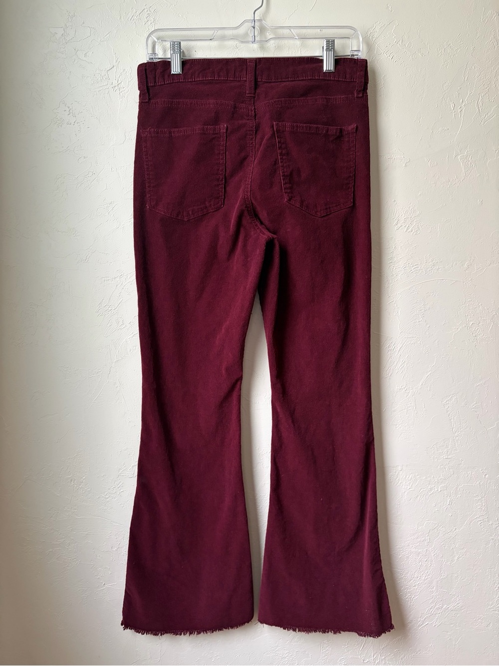 Celebrity Pink Burgundy Corduroy Flare Jeans Raw Hem Stretch Size 9/29 - Picture 5 of 10